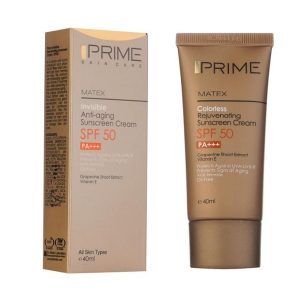 کرم ضد آفتاب جوان کننده پرایم بی رنگ SPF50 حجم ۴۰ میلی لیتر